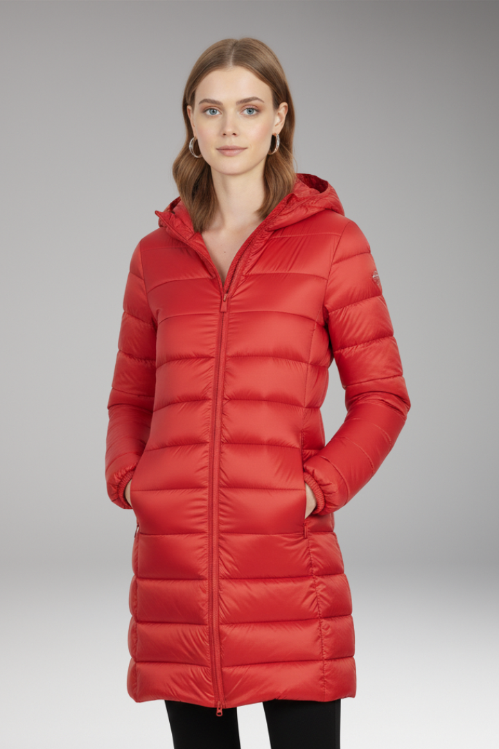 Women's Quilted Hooded Long Jacket