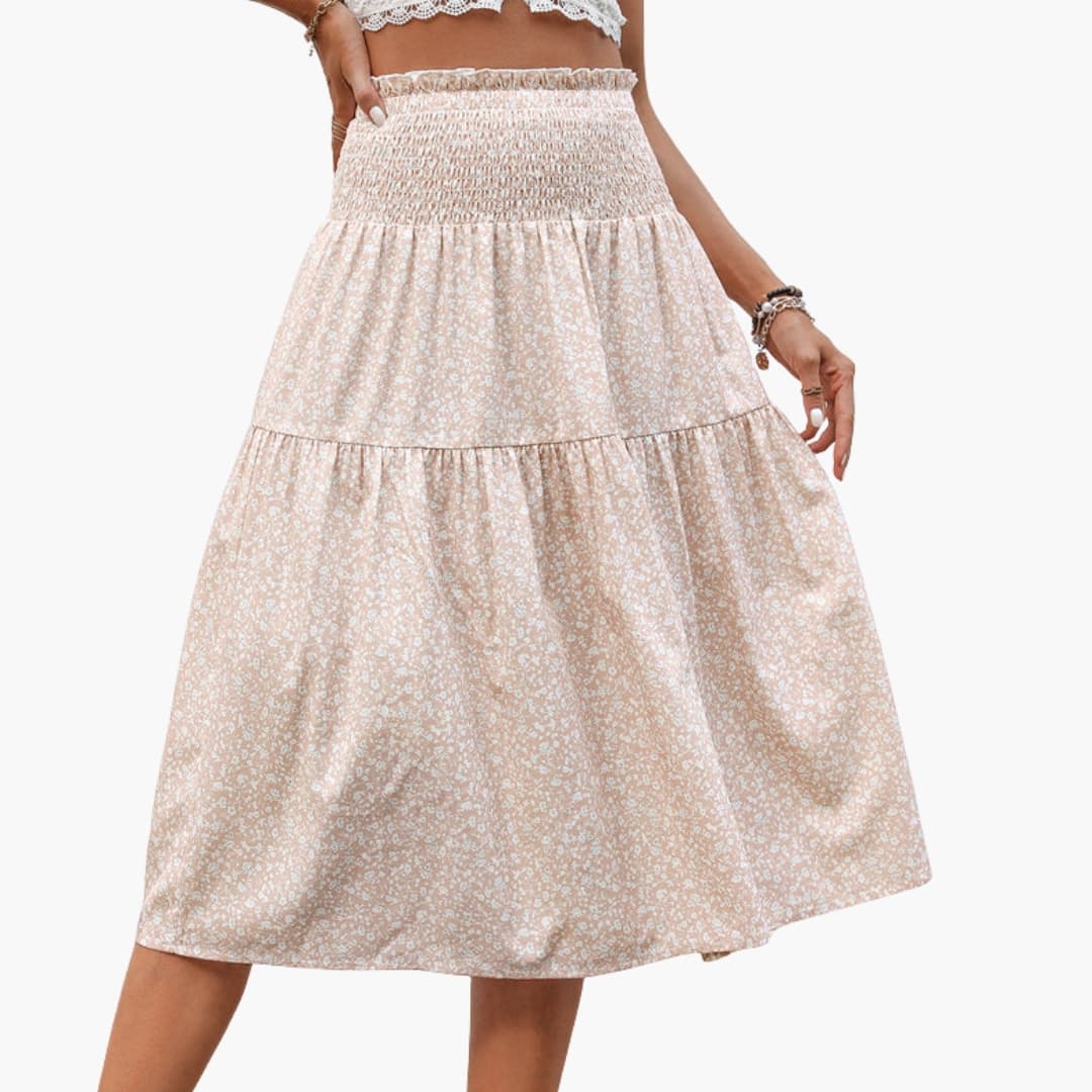 Women's Elastic Waist Maxi Skirt Printed