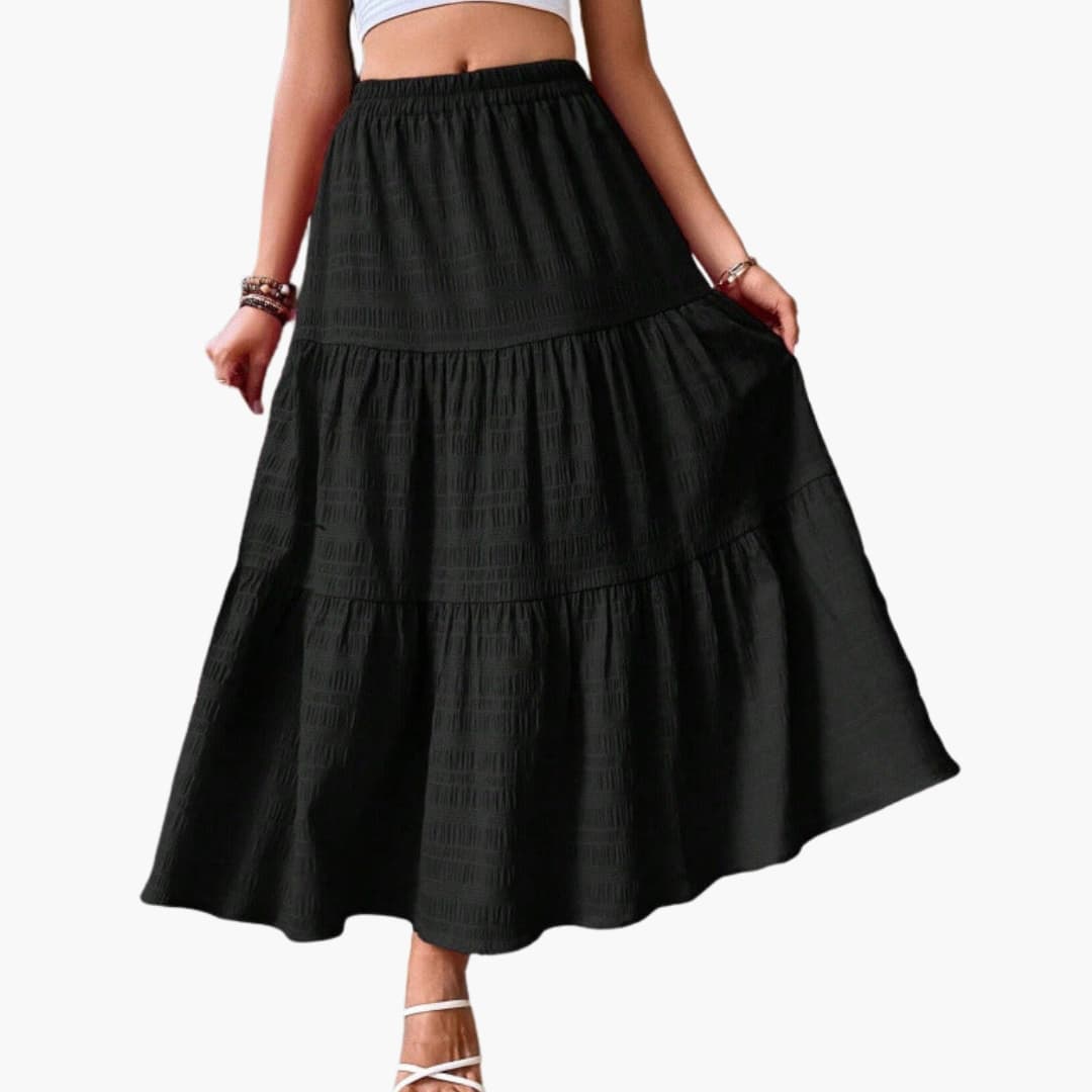 Women's Elastic Waist Maxi Skirt Layered