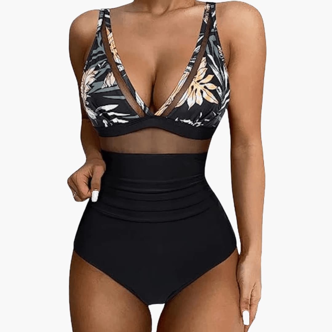 Women's Mesh One-Piece Swimsuit High-Cut Leg