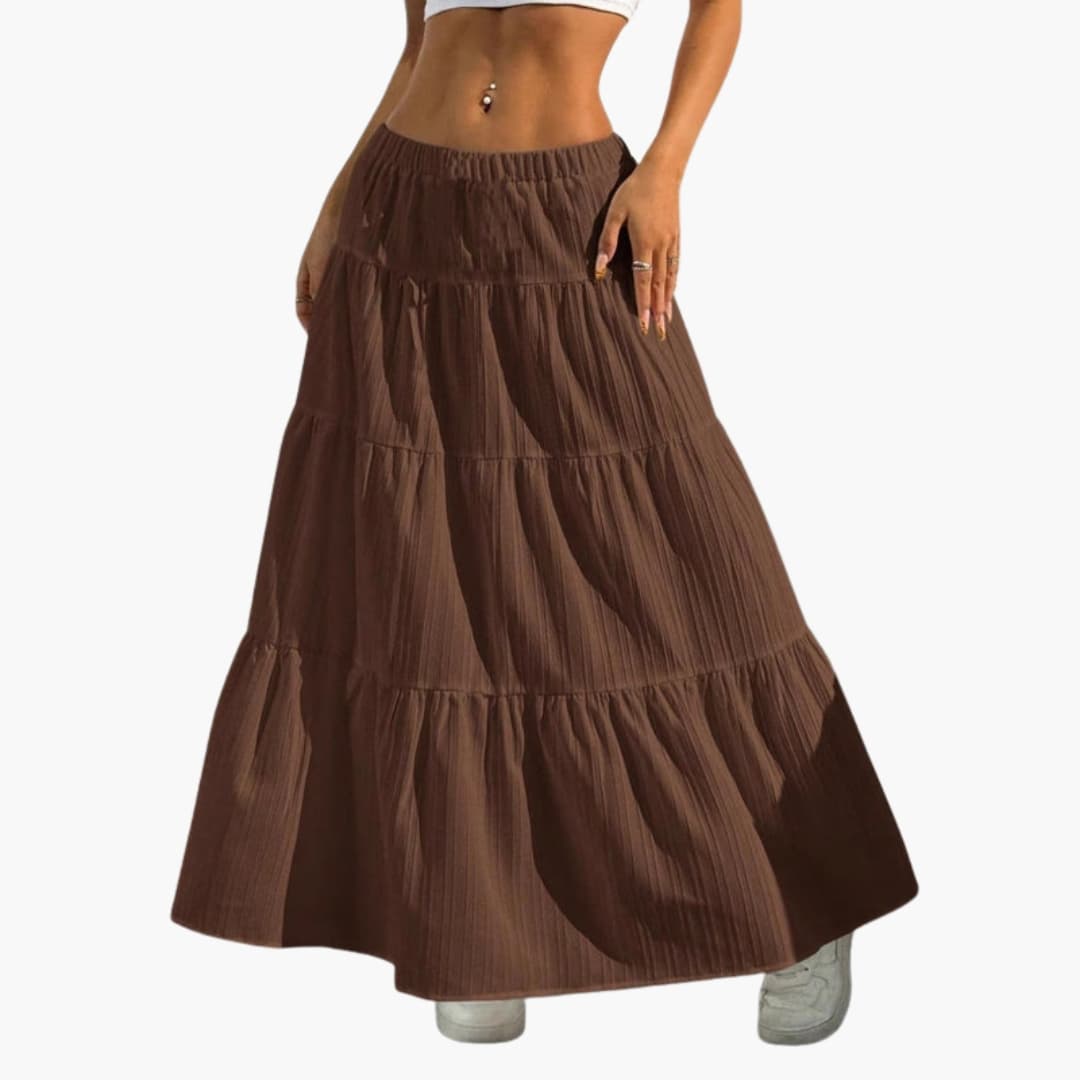 Women's Midi Skirt Lace-Up Waist Straight Hem