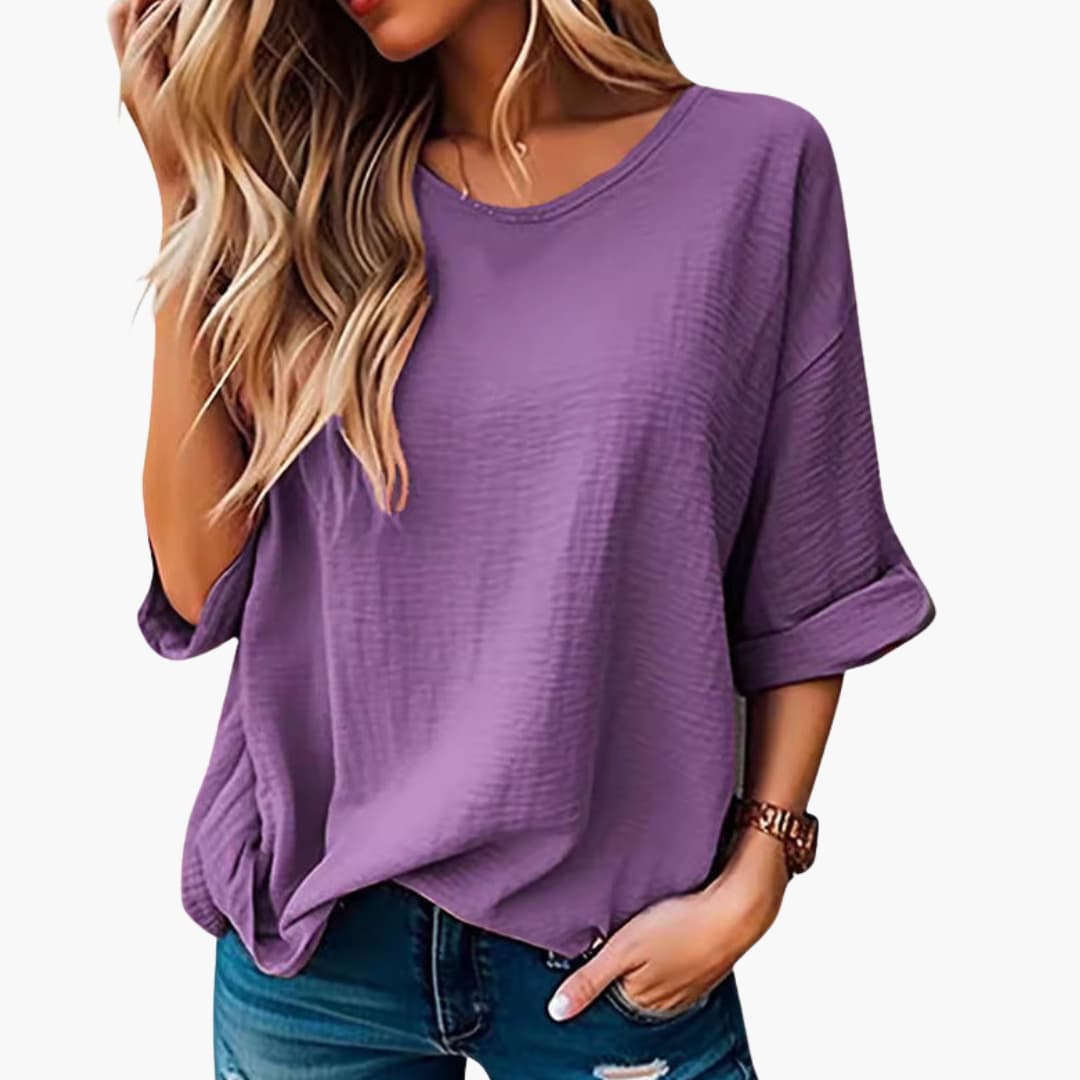 Women's Short Sleeve Crew Neck T-Shirt Textured