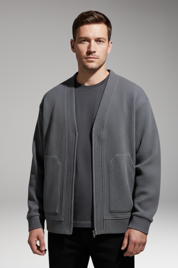 Men's Zip Cardigan Oversized Deep Pockets