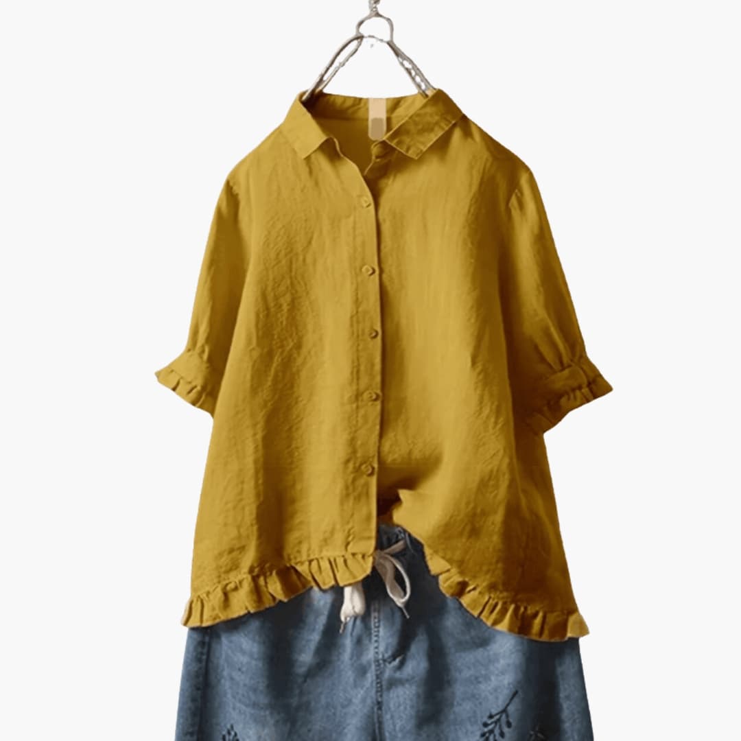 Women's Long Sleeve Blouse Relaxed Fit Cotton Pullover