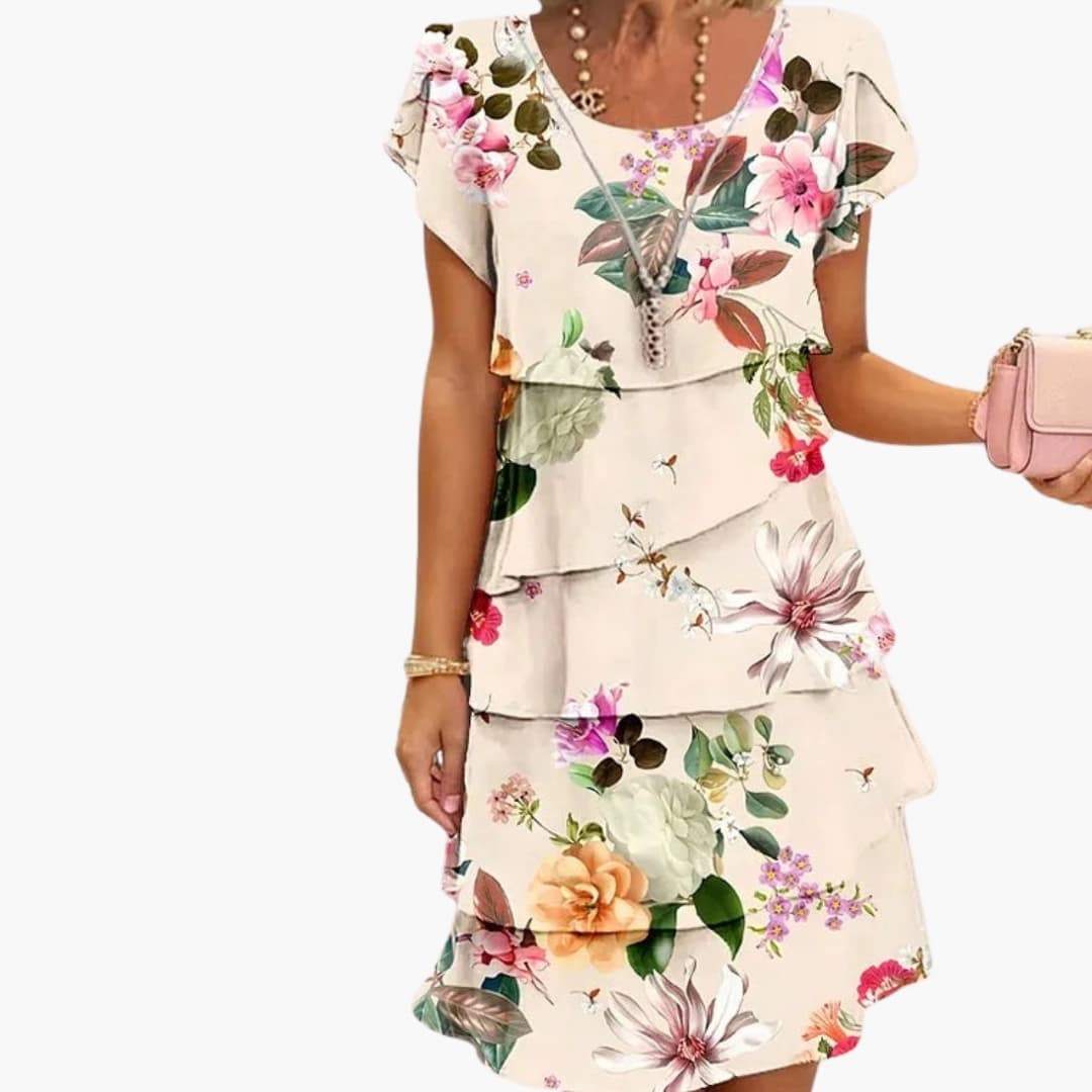 Women's Short Sleeve Printed Midi Dress