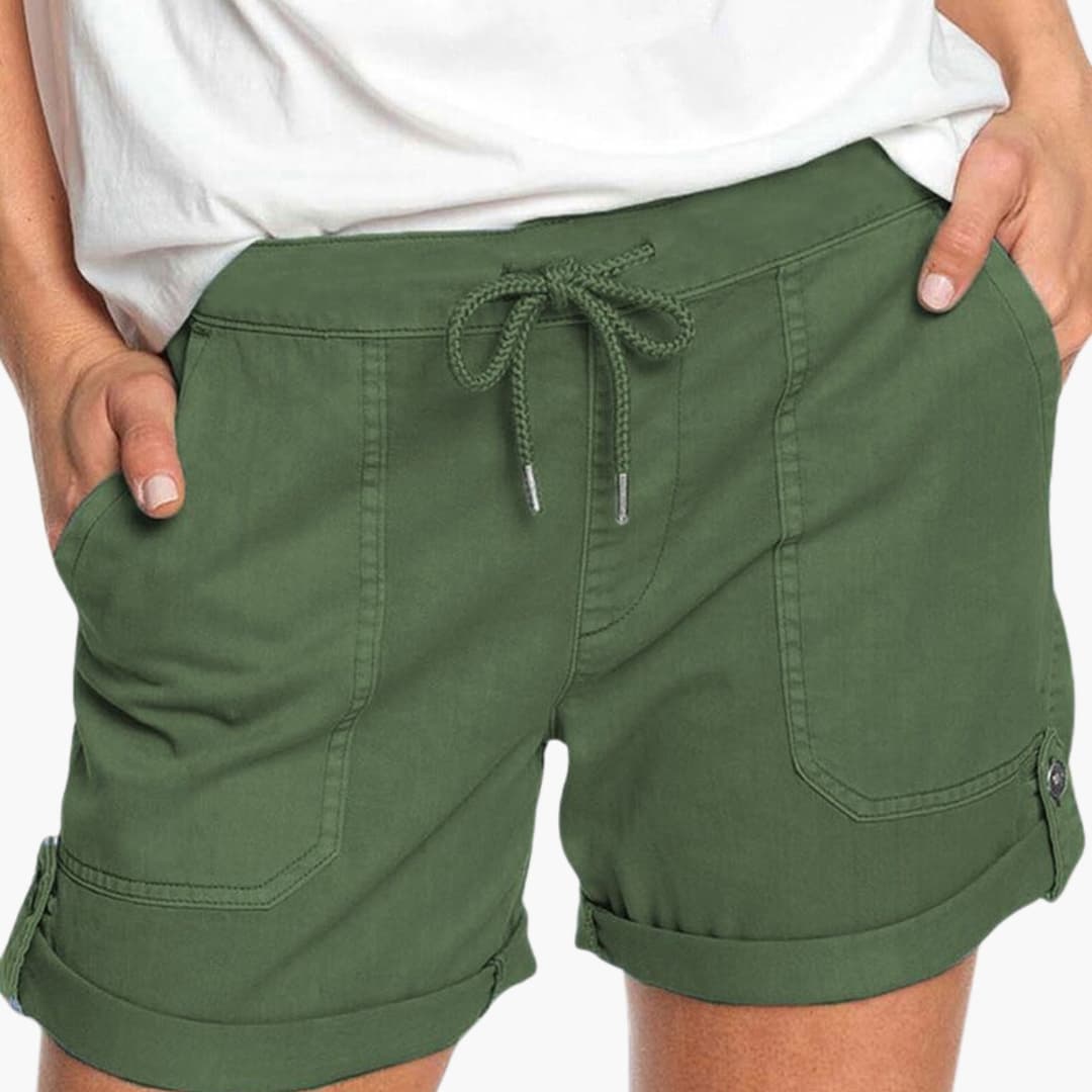 Women's Drawstring Shorts Cuffed Hem