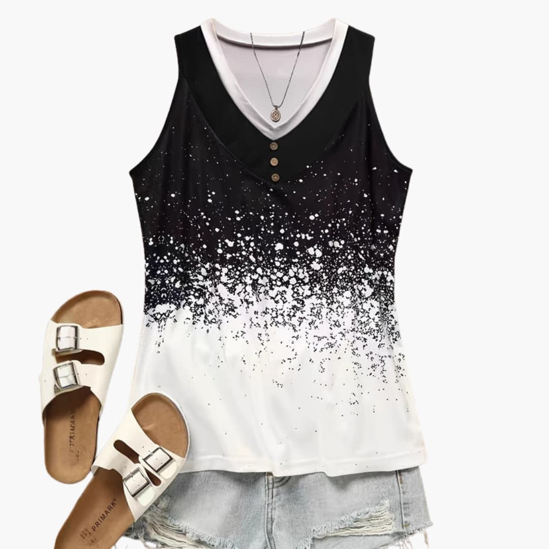 Women's V-Neck Sleeveless Button