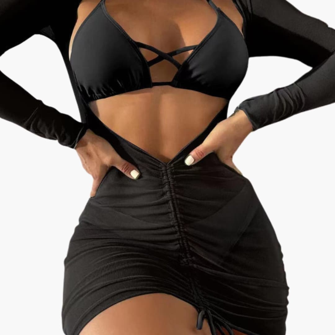 Women's Padded Bikini Set with Long Skirt Cover