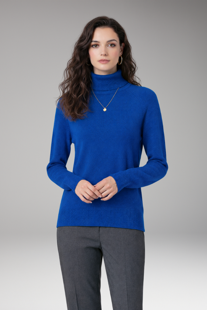 Women's Turtleneck Sweater Long Sleeves Ribbed Cuffs