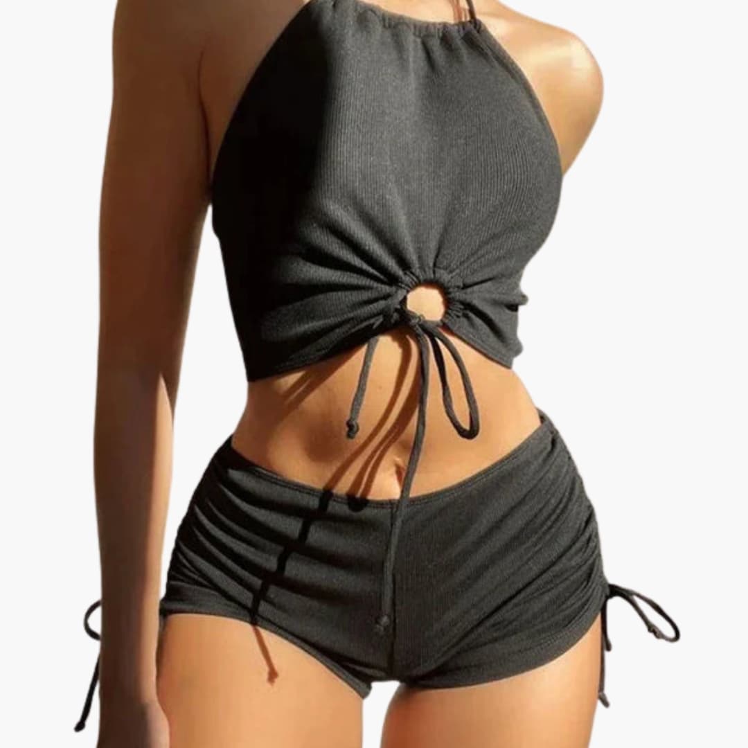 Women's 2 Piece Bikini Mid Rise Bottom Set