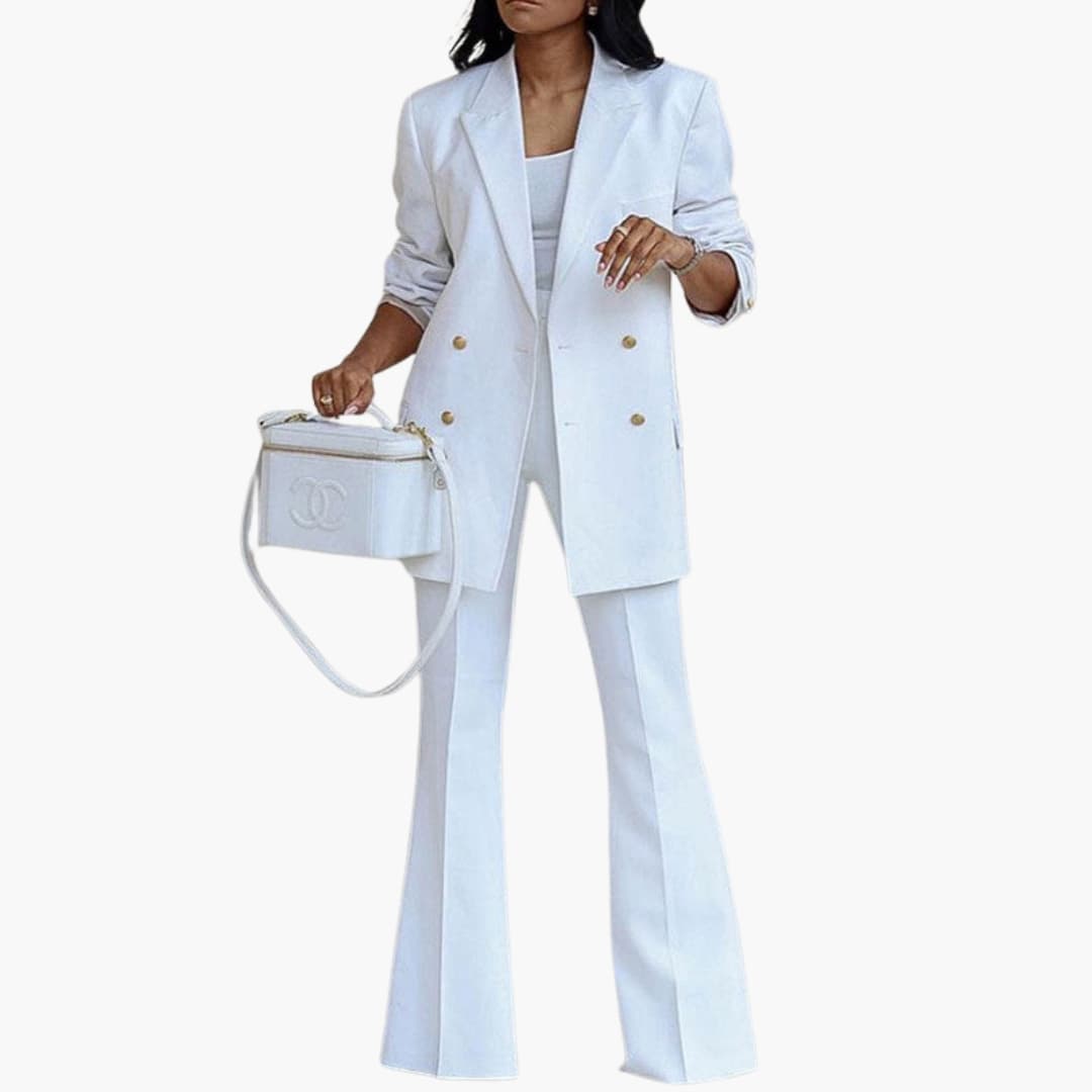 Women's Two Piece Pantsuit Set Blazer and Straight Leg Pants