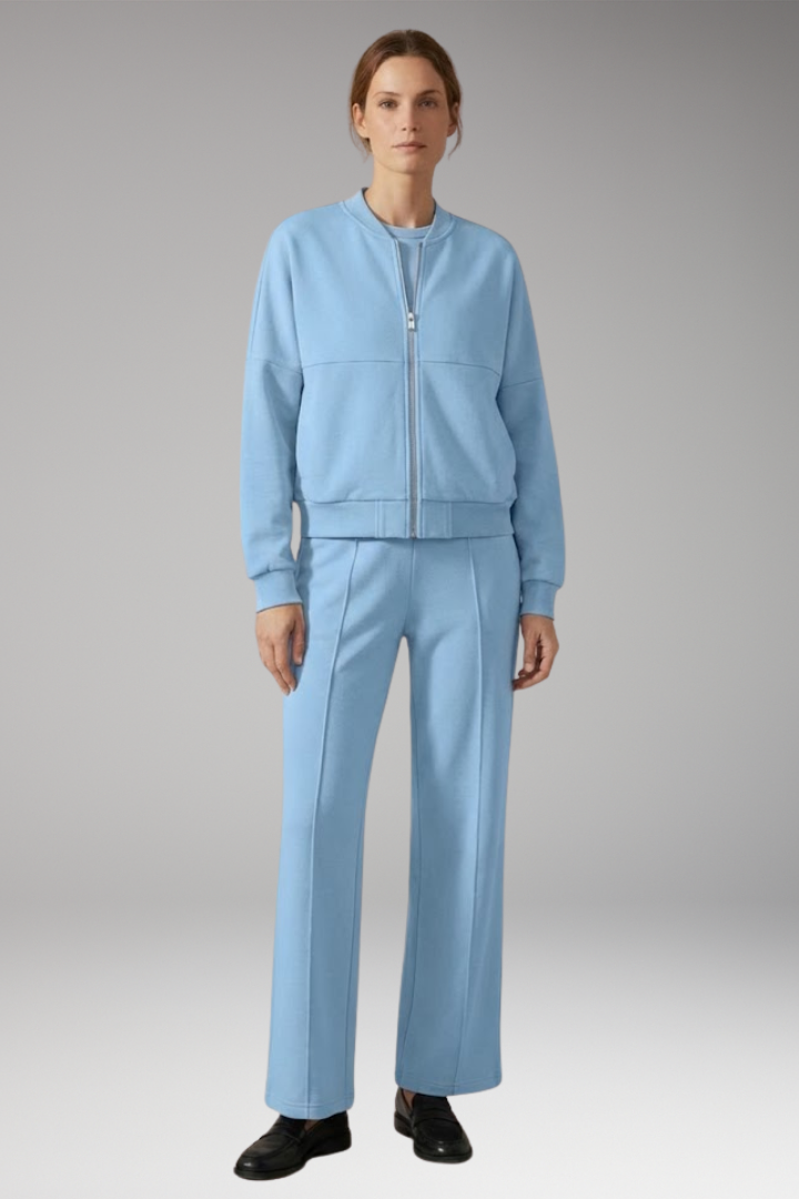 Women's 2 Piece Suit Zip Jacket Straight Leg Trousers