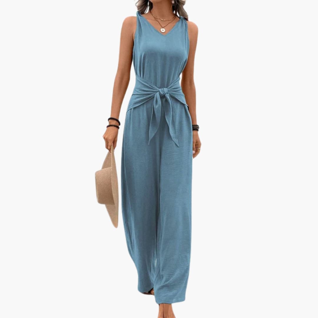 Women's Sleeveless Jumpsuit V-Neck Wide Leg - Vonnera