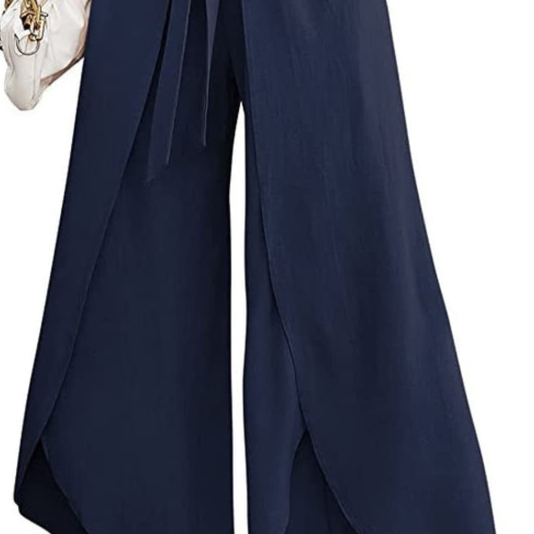 Women's Wide Leg Summer Pants Tie Belt