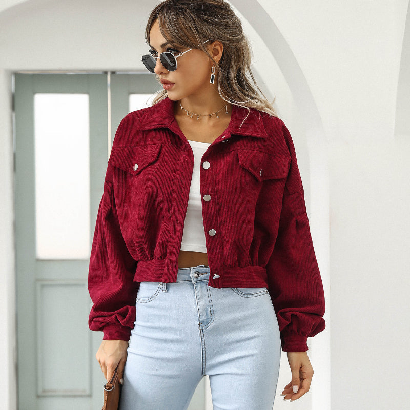 Women's Cropped Jacket Lightweight Casual Tan