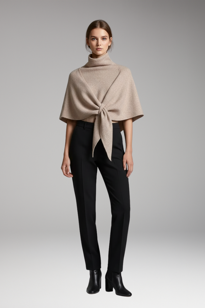 Women's Knit Shawl Draped Edges