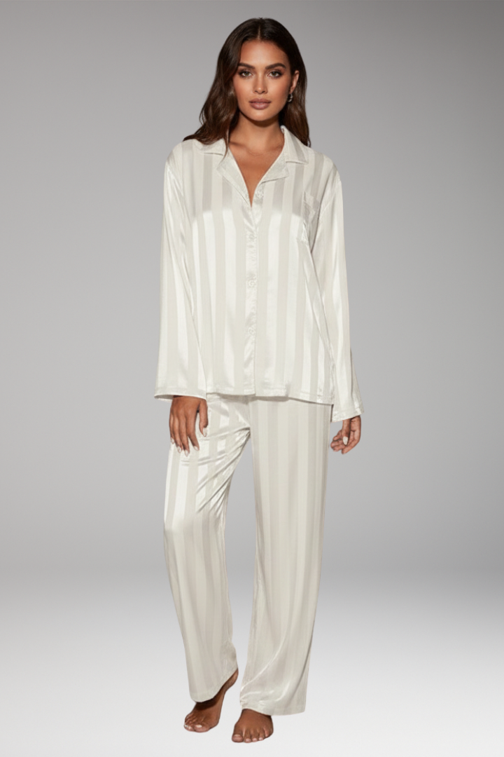 Women's Pajama Set Button Elastic Waistband
