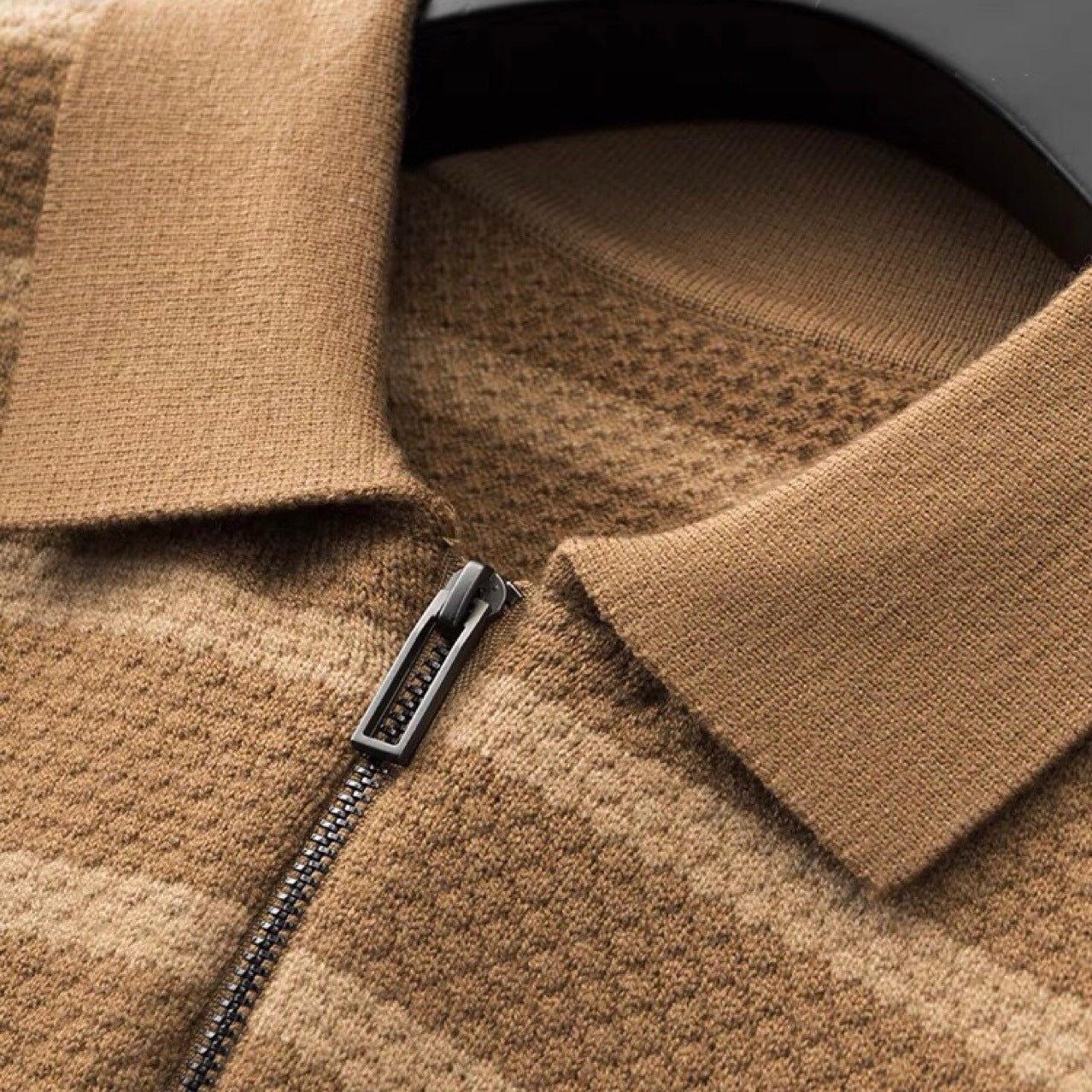 Men's Striped Polo Half-Zip Shirt