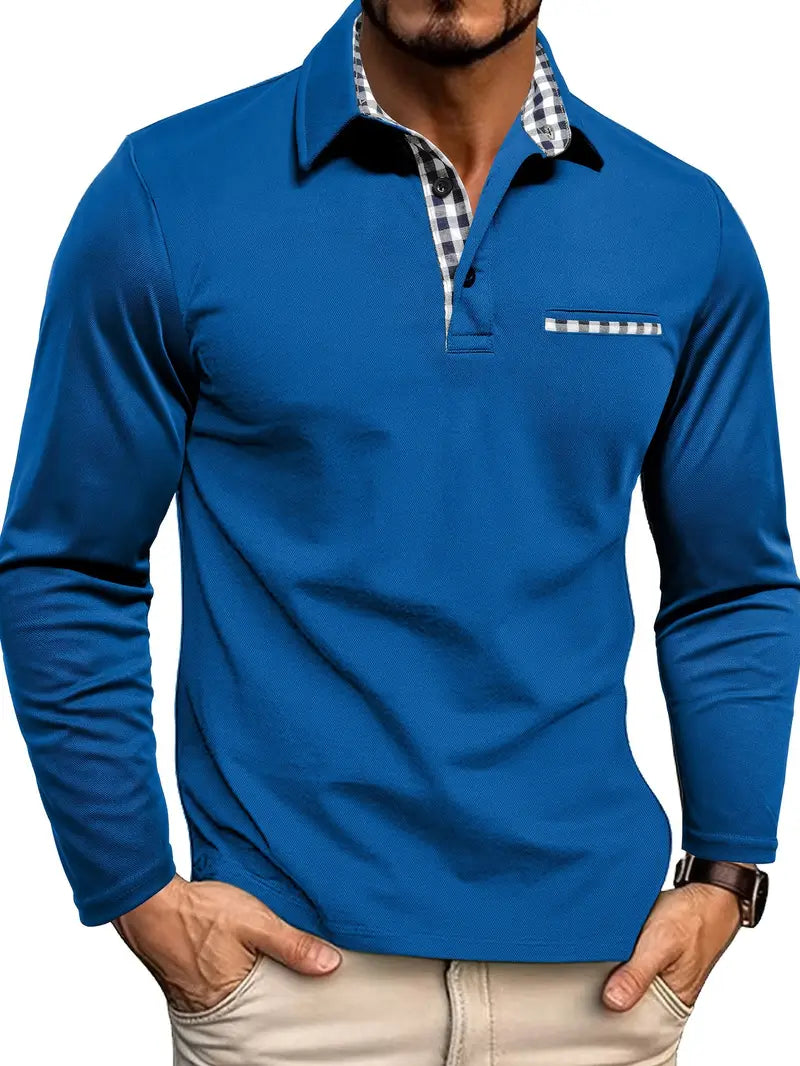 Men's Long Sleeve Polo Shirt Classic Cotton