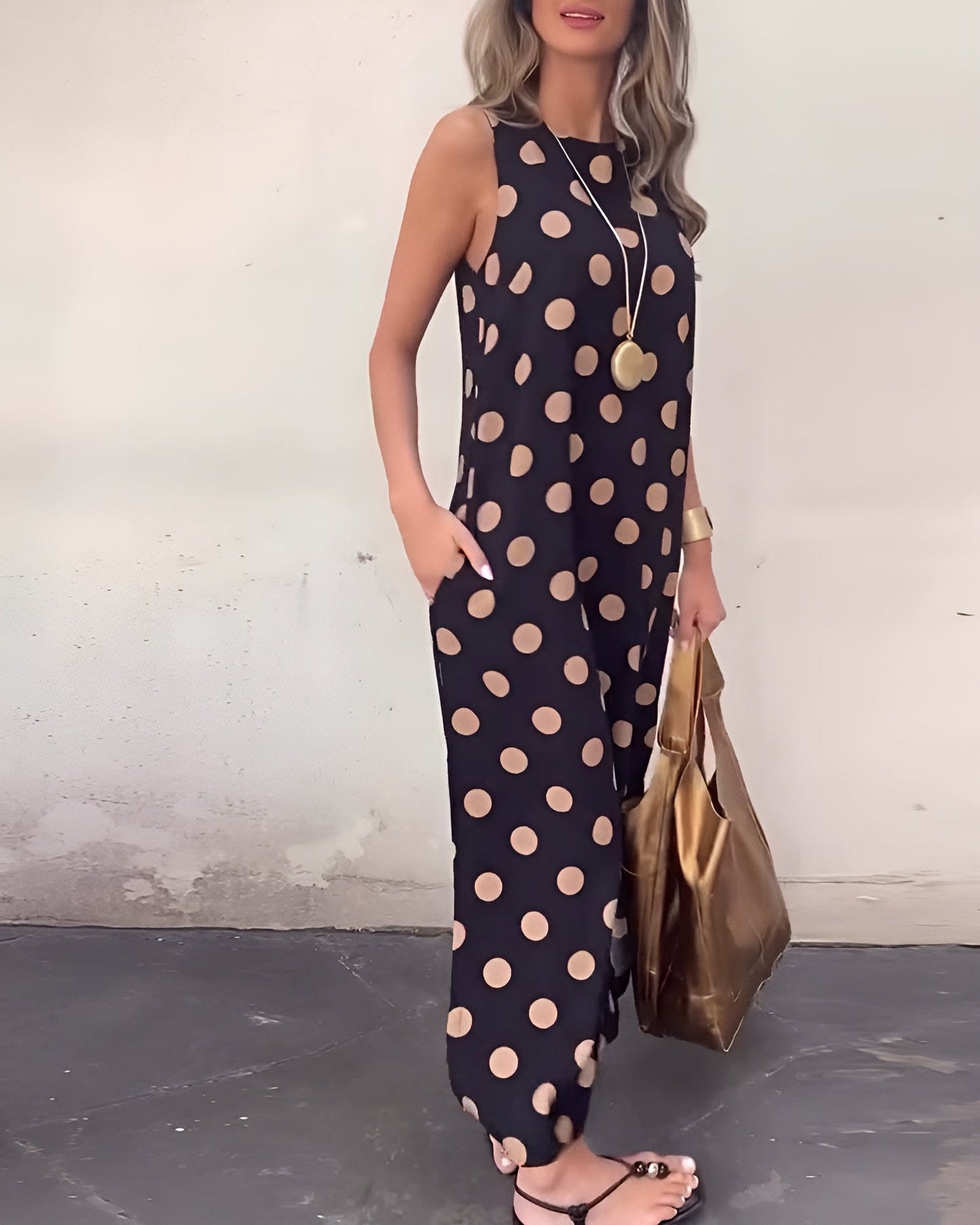 Harper | Women's Polka Dot Tummy Control Flowy Maxi Dress Cocktail