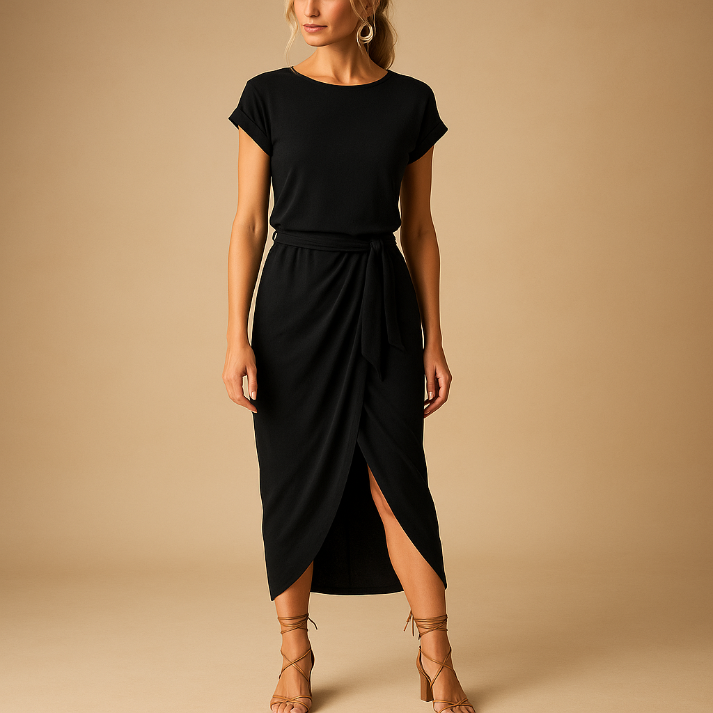 Casual lightweight summer dress for women with short sleeves and breathable fabric, ideal for warm weather and relaxed outings.