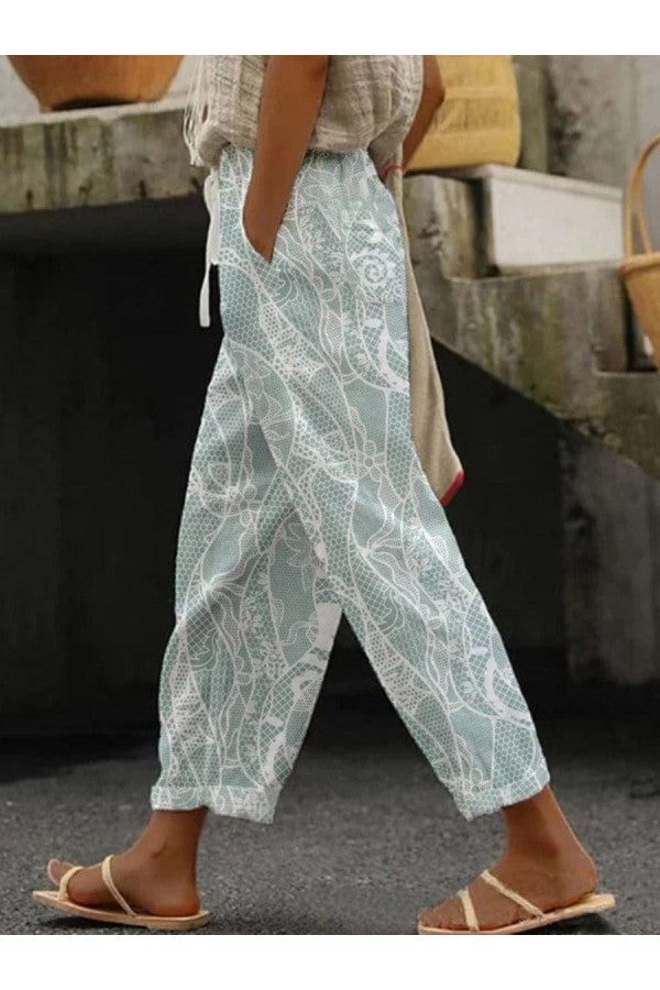 Women's Lace Print Casual Pants - Vonnera