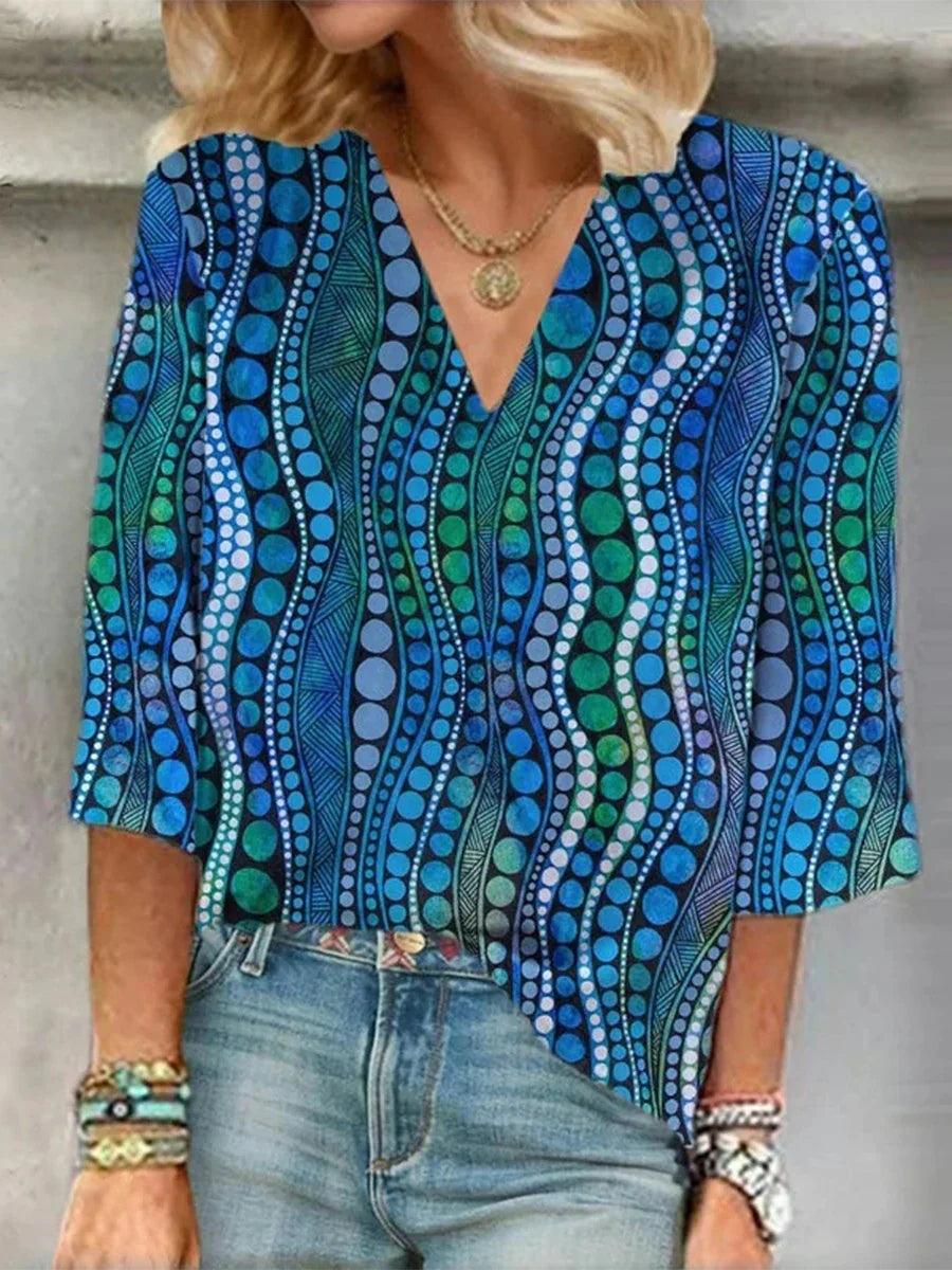 Women's Polka Dot Blouse V-Neck - Vonnera