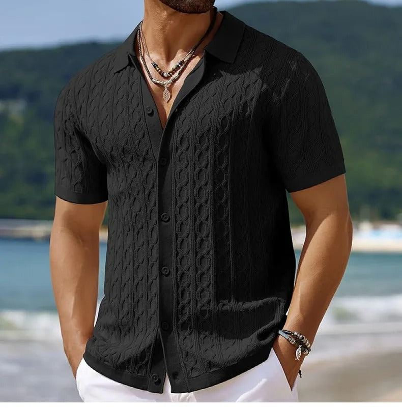 Men's Jacquard Knit Polo Shirt