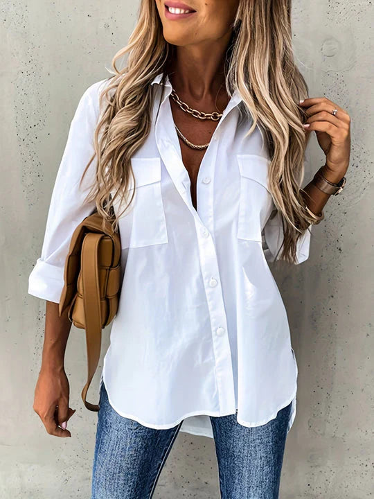Women's Button Up Blouse Elegant Cotton