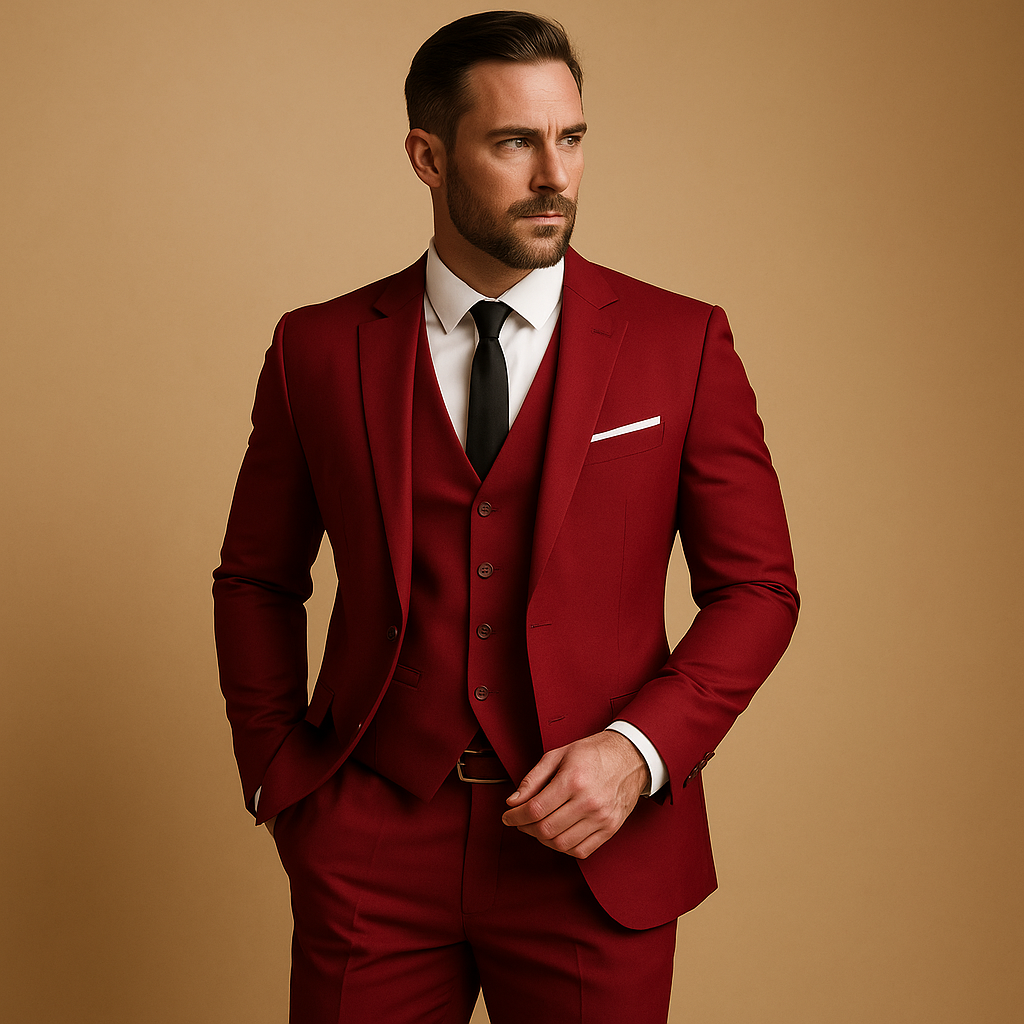Men's Slim Fit Three-Piece Suit Blazer Pants