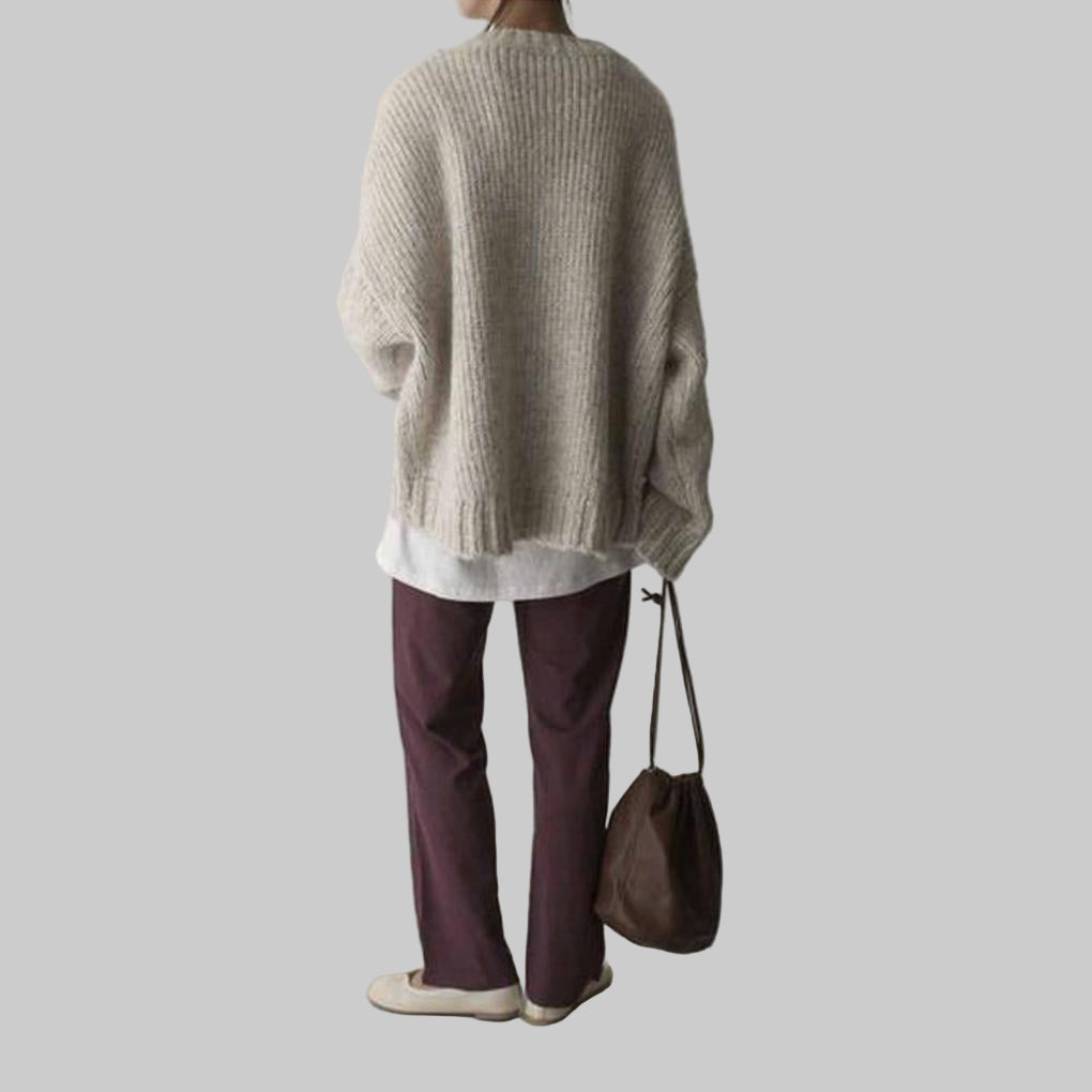 Women's Oversized Ivory Sweater Relaxed Fit