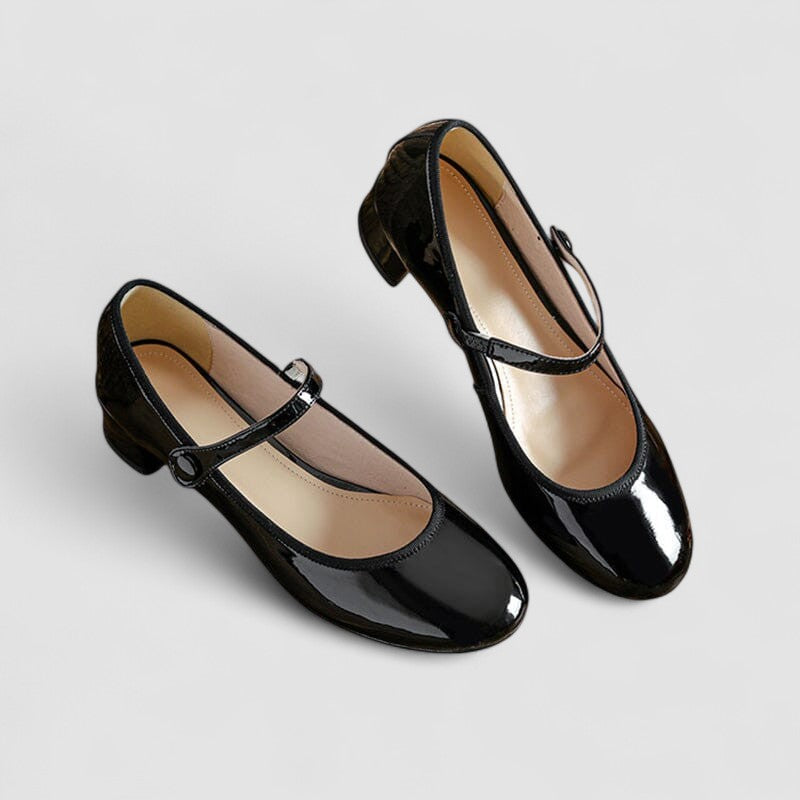 Women's Block Heel Mary Jane Shoes Buckle Strap