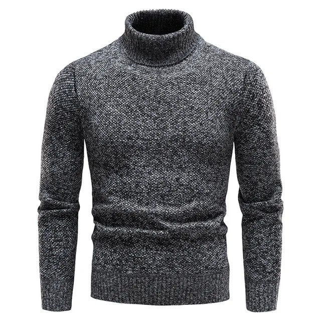 Men's Slim Fit Turtleneck Sweater Ribbed Collar Classic Knit