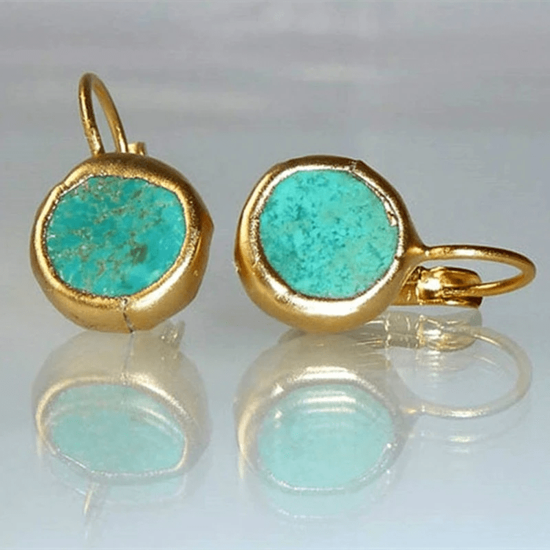 Gold Turquoise Stone Earrings - Vonnera