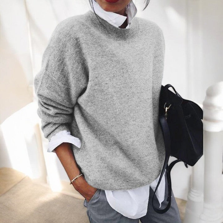 Women's Round Neck Sweater Straight Hem