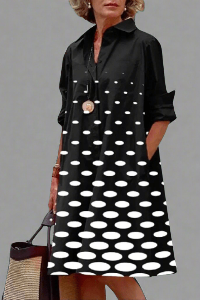 Women's Polka Dot Mini Shirt Dress - Vonnera