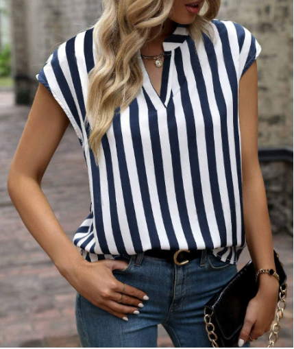 Women's Striped Sleeveless Blouse - Vonnera