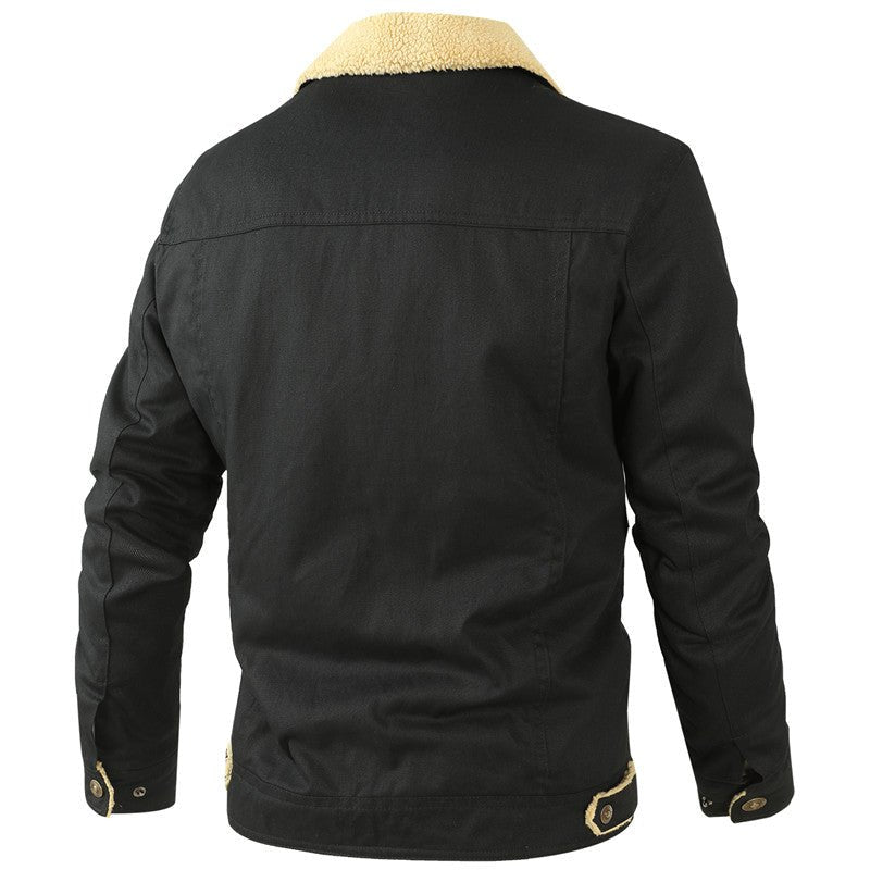 Men's Sherpa Lined Winter Jacket Button Front