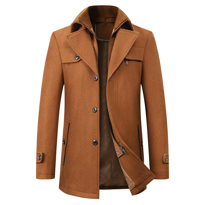Men's Mid-Length Button Front Winter Jacket