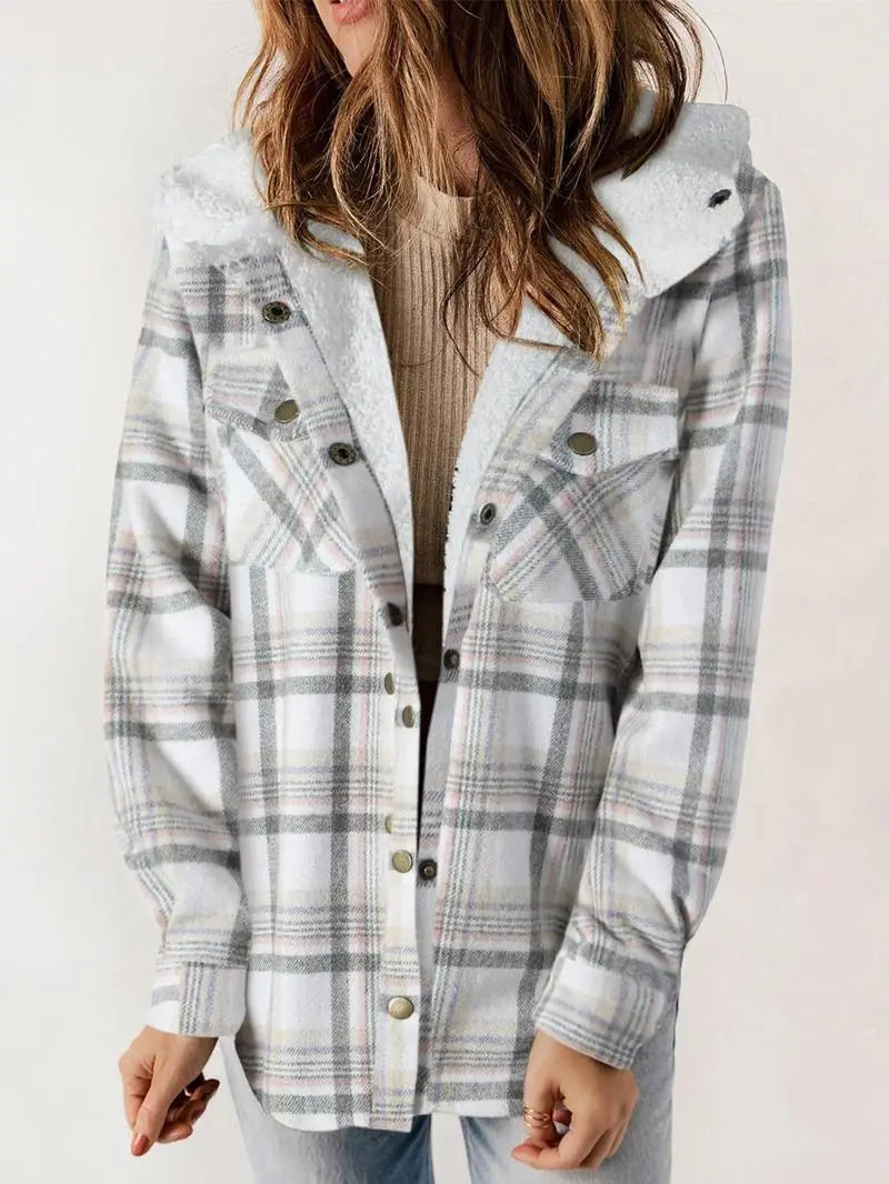 Women's Plaid Button Up Jacket