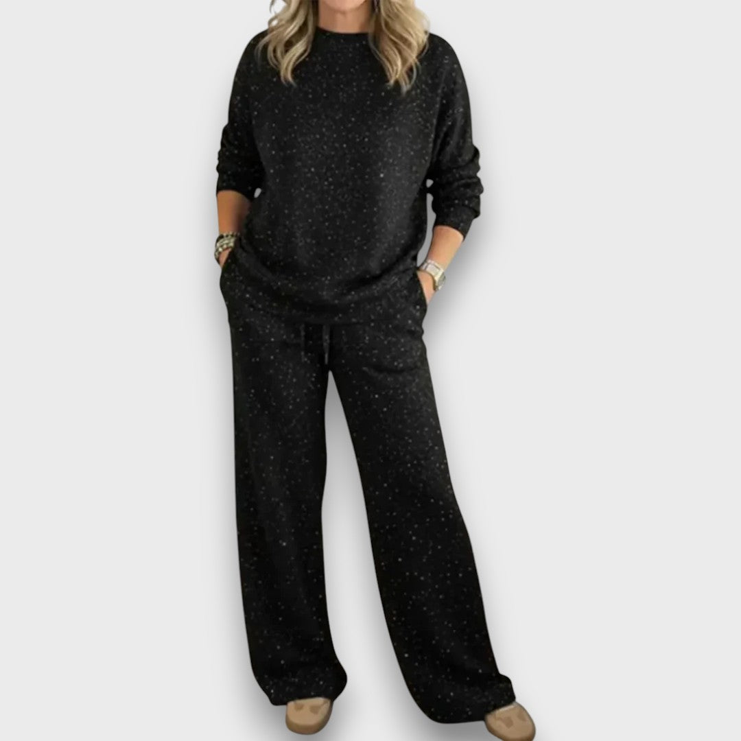 Women's Long Sleeve And Wide Leg Pants Set