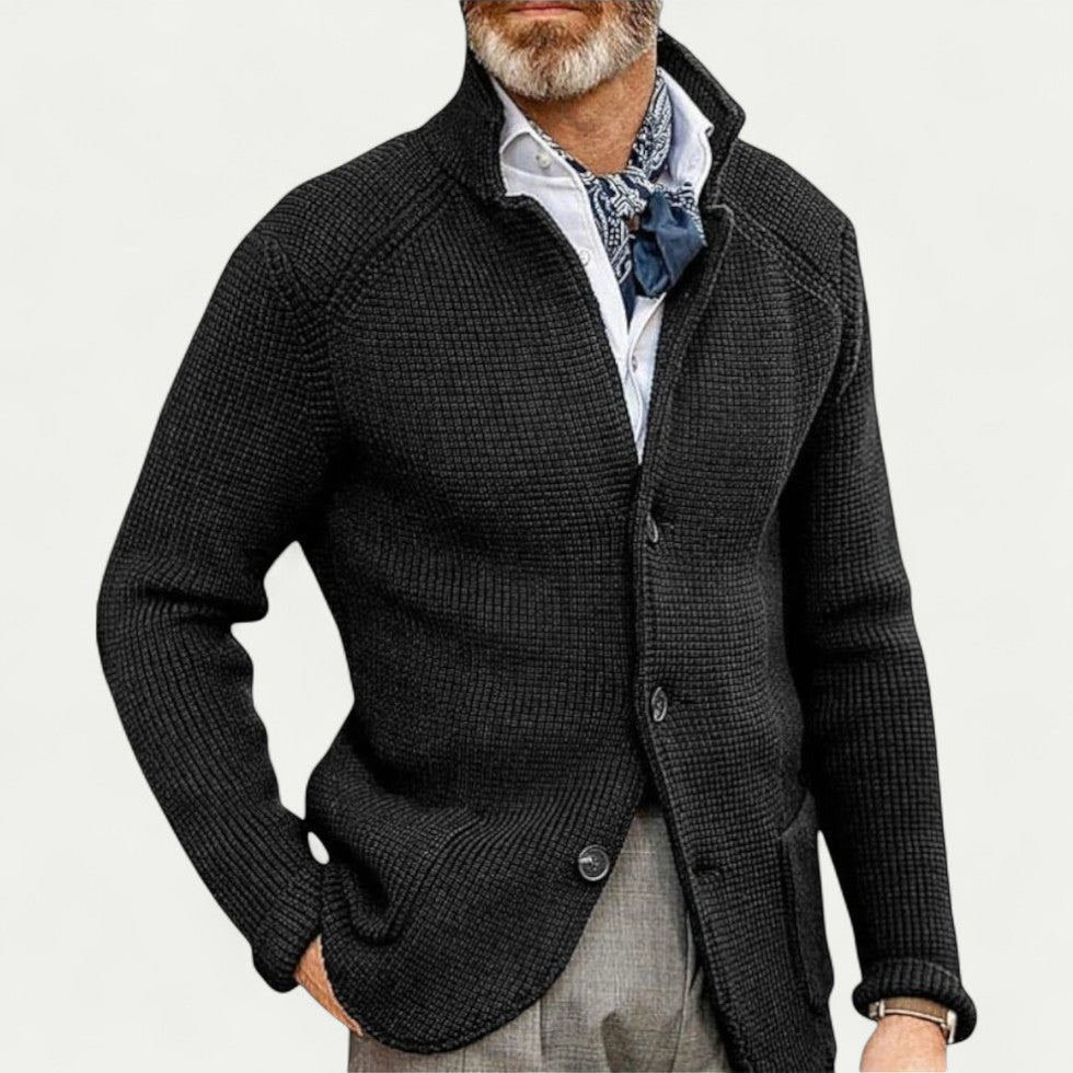 Men's Textured Knit Cardigan Button Front Sweater