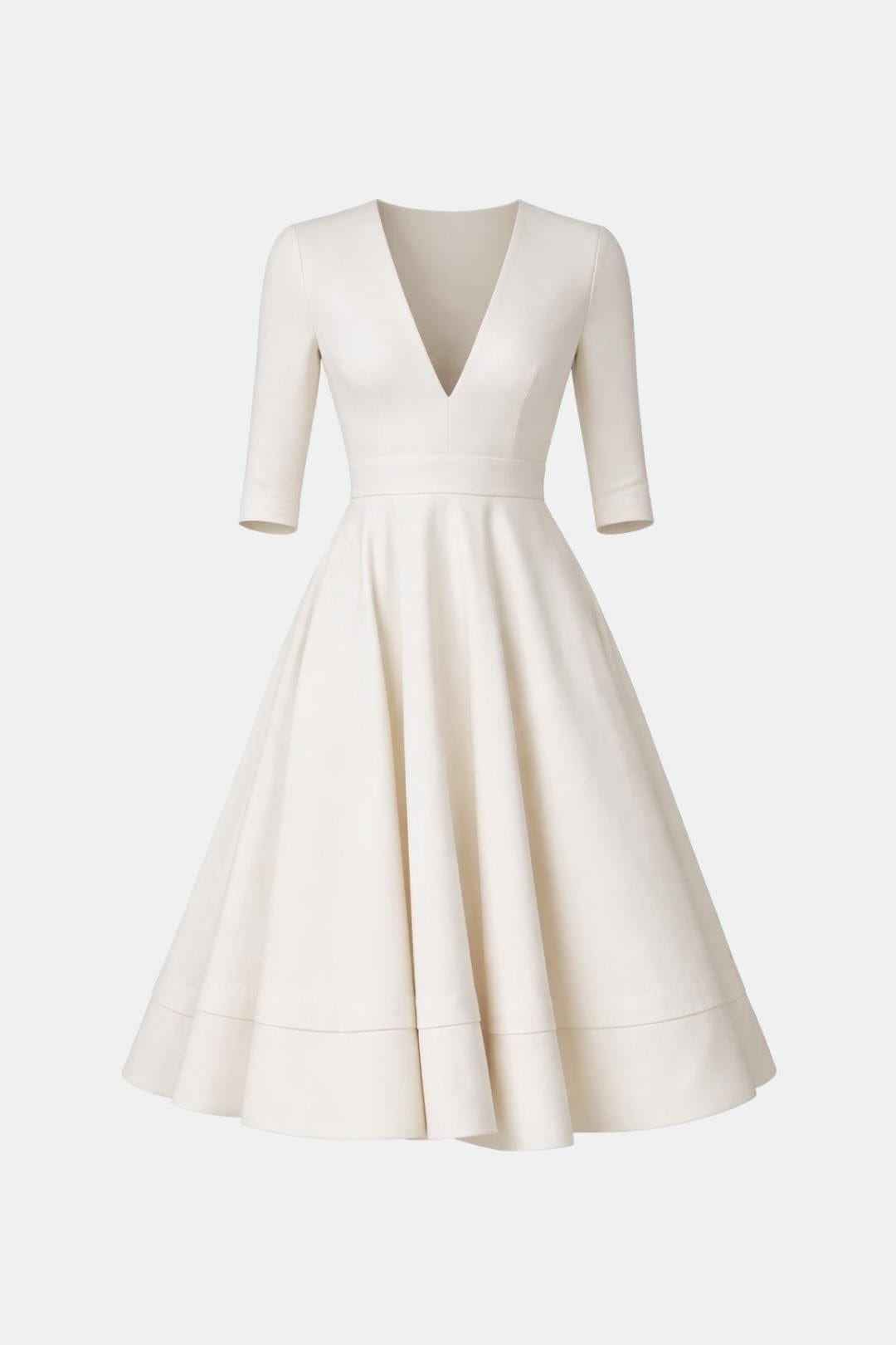 Image of Irene | Women's V-Neck A-Line Midi Dress