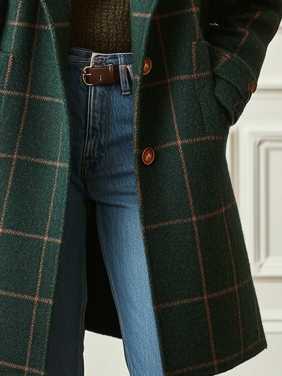 Women's Classic Plaid Wool Coat
