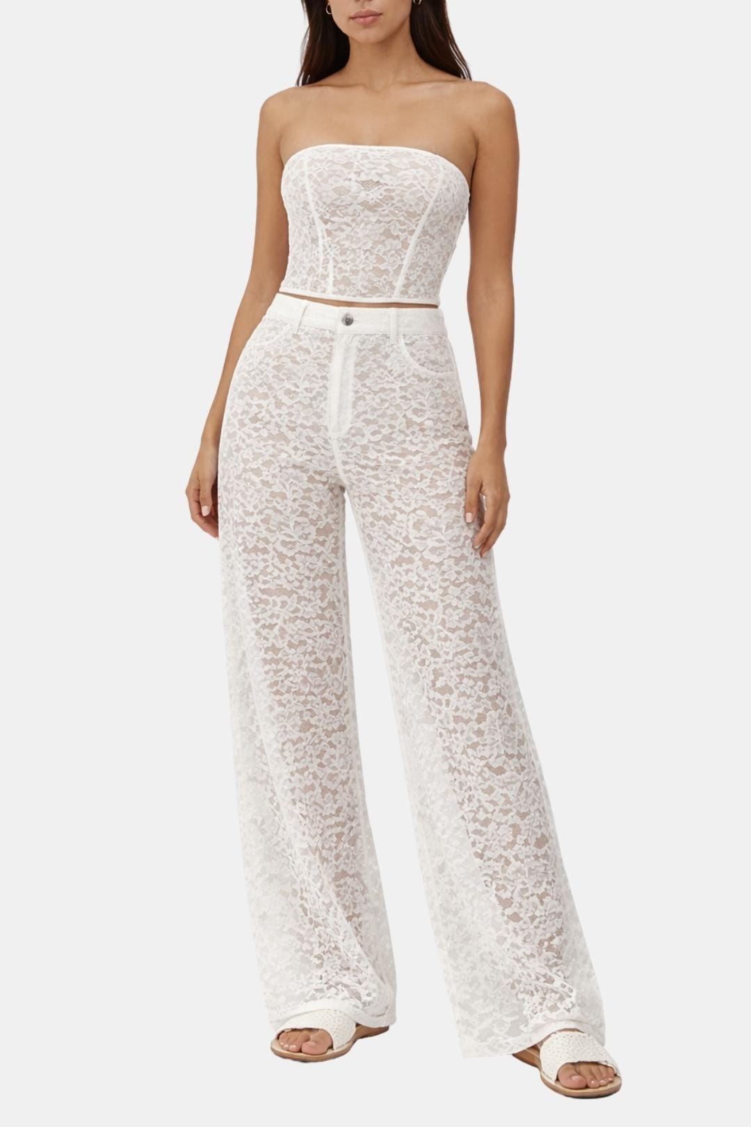 Women's High Waisted Lace Flare Pants