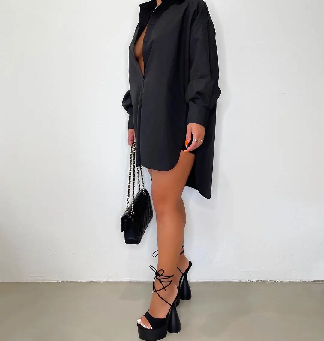 Women's Oversized Mini Shirt Dress