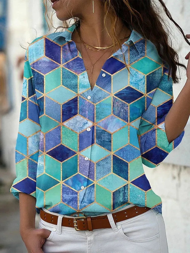 Women's Button Down Cotton Blouse - Vonnera