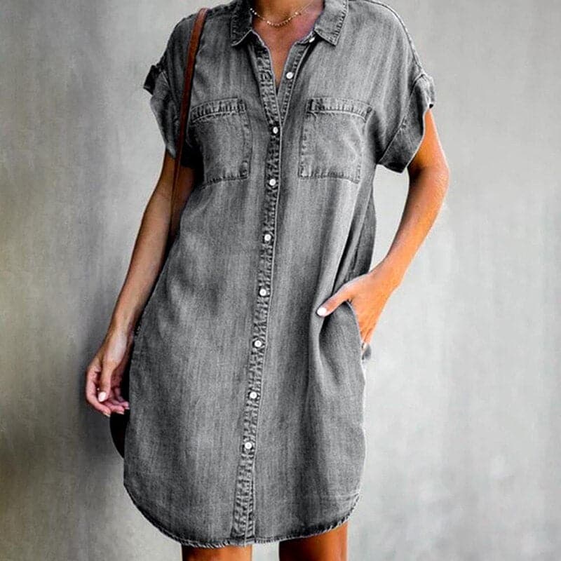 Image of Kristen | Women's Button-Down Denim Mini Dress