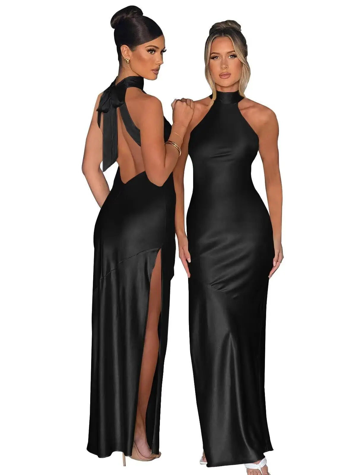 Kristen | Women's Sleeveless Halter Maxi Dress - Image 1