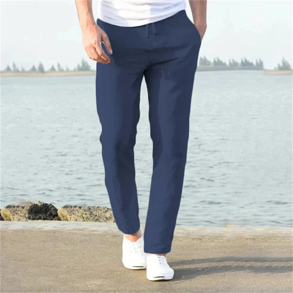 Men's Linen Summer Trousers Casual Airy Beige